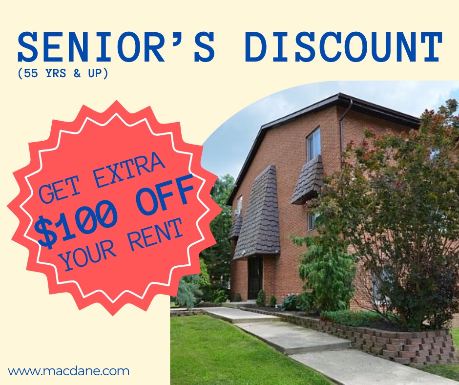 2 Bed with 1 Mo. Free Rent + extra $100 off for Seniors! 2