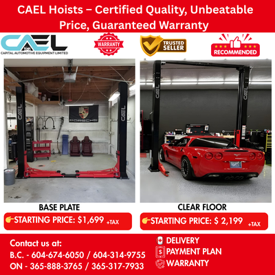 1- New CAEL Two Post Hoists Lift - Certified & Warranty & Finance $1,699 CAEL Certified Two-Post Hoi...