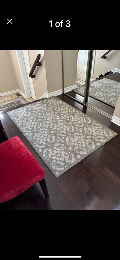 Price is $95 each or $175 for Both. (pd $200 each including taxes.) Beautiful wool rugs, but colour...