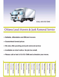 Last minute movers and junk removal service 6135137240