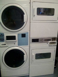 Coin Machines. Stacked. Commercial. Washer and Dryer.