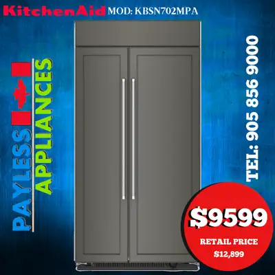 Kitchenaid Built In Refrigerator KBSN702MPA 42" Side By Side Wit, View more