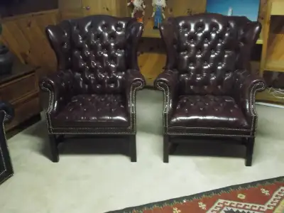 2  LARGE LEATHER BACK CHAIRS  NEW NEVER USED, View more