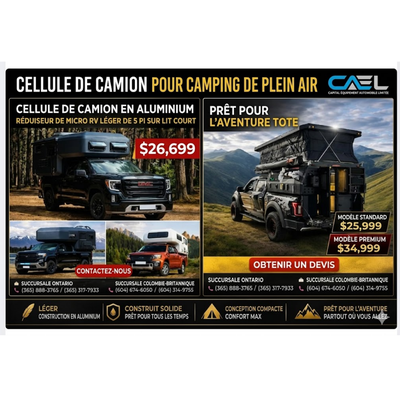 Explorez le plein air avecCamping-cars pour pick-up CAELConçue pour le camping, les voyages en voitu...