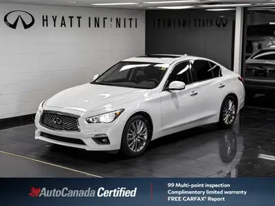 Only 20,366 KMS! This INFINITI Q50 boasts a Twin Turbo Premium Unleaded V-6 3.0 L/183 engine powerin...