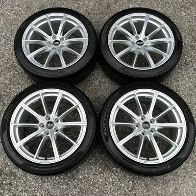Wheels: Silver "Audi Sport" 19 Inch OEM Fitment: A5, S5 & RS5 Quantity: 4 Tires: Pirelli Sottozero W...
