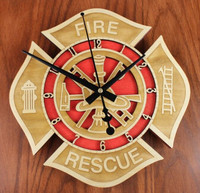 Fire Rescue Wooden Clock, Stained Wall Clock, other styles avail