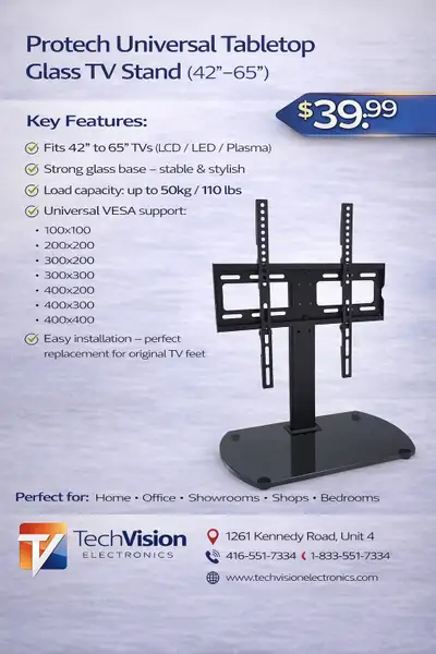 UNIVERSAL TV STAND FOR UPTO 65" SCREEN, View more