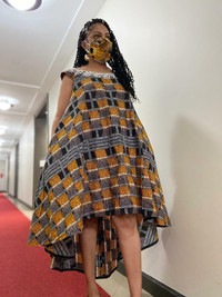 African Freefall Stone Dress - Handmade, high-end fabric