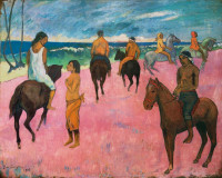 Laminated Art Poster: "Riders on the Beach" by Paul Gauguin