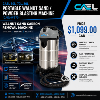 CAEL-WB70 Professional Walnut Blasting Machine Powerful Surface Cleaning & Carbon Removal The CAEL-W...