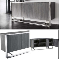 SUNPAN MODERN 10272 CLUB COLLECTION SIDEBOARDS, STAINLESS STEEL