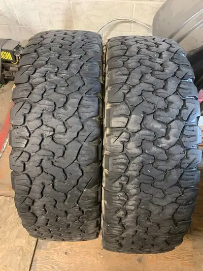a nice Pair of heavy duty BF Goodrich all terrain tires in great shape with good tread (2 TIRES ONLY...