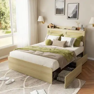 Brand New Queen Size Bed Frame with Headboard 4-Drawer $199, View more