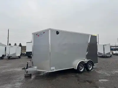 New 2025 7x14 + 2' V-Nose Enclosed Aluminum Trailer -One in stock, stock#8357 -Rear Ramp -7' interio...