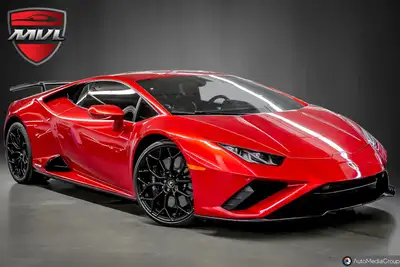 FACTORY OPTIONS BELOW: 2022 Lamborghini Huracan EVO RWD Coupe Rosso Efesto on Nero Ade/Rosso Alala i...