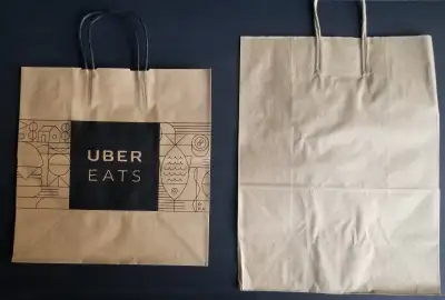 320 UBER EATS Large Kraft Brown Delivery Paper Bags Handles $90, View more