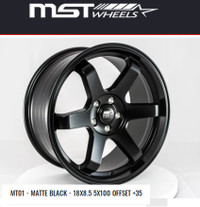 te37 style MT01 FT86 BRZ FRS 18x8.5 5x100 Matte Black subaru