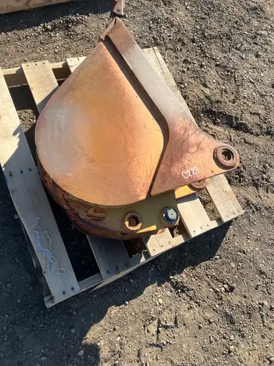 12” Trenching Frost Bucket. Top 10" Bottom 5 ¼" distance between lugs. Stock #C229. $1000. .
