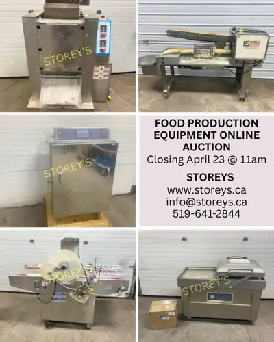 Food Production & Restaurant Equip. Online Auction Closes: Wed April 23 @ 11am Preview: Tues April 2...
