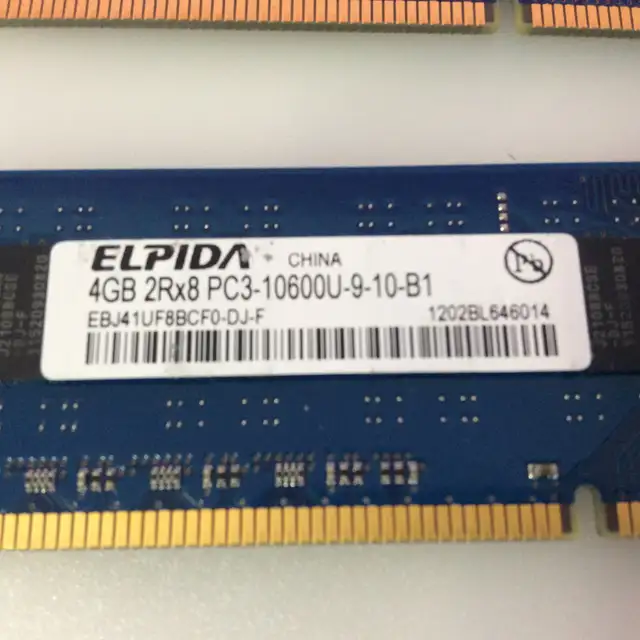 Elpida 4GB 2Rx8 PC3-10600U-9-10-B1 DDR3 RAM module in System Components in Mississauga / Peel Region - Image 3