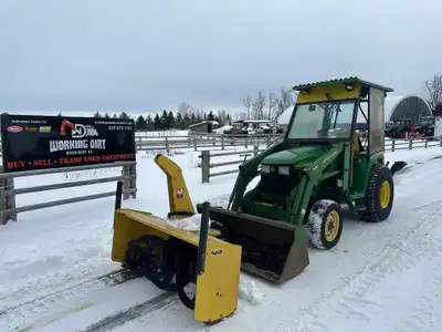 Nice package with all the attachments. John deere 4310 Class 2 Compact tractor Loader Backhoe 31HP Y...