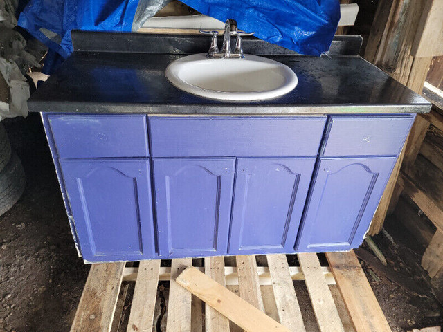 Bathroom cabinet with moen taps and sink in Plumbing, Sinks, Toilets & Showers in Belleville