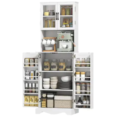 71" Kitchen Pantry Cabinet, Freestanding Kitchen Hutch with 8 Do, View more
