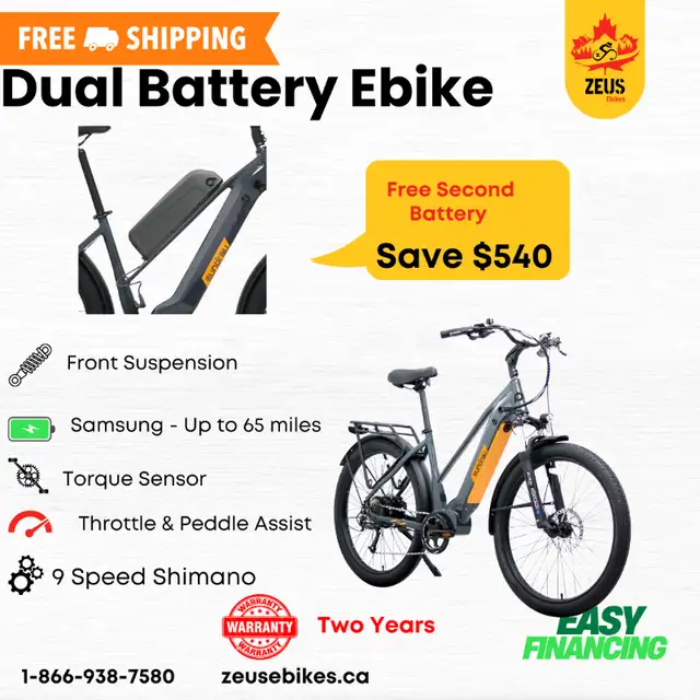 Dual Battery Step Thru Ebike - Urban Electric Bike - Financing in eBike in Medicine Hat - Image 2