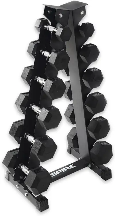 NEW 210LBS RUBBER DUMBBELL SET GYM WEIGHT SET WITH VERTICAL RACK 1112655 SALE $389.95 The Rubber Dum...