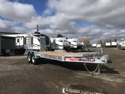 N&N SHIELD 7'x18'+2' GALVANIZED STEEL 20K EQUIPMENT HAULER WITH (2) 10,000 LB AXLES & STAND UP HEAVY...