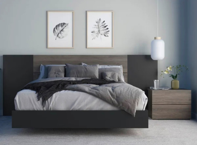 Contemporary, minimalist headboard, bed frame and a nightstand in Beds & Mattresses in Victoria