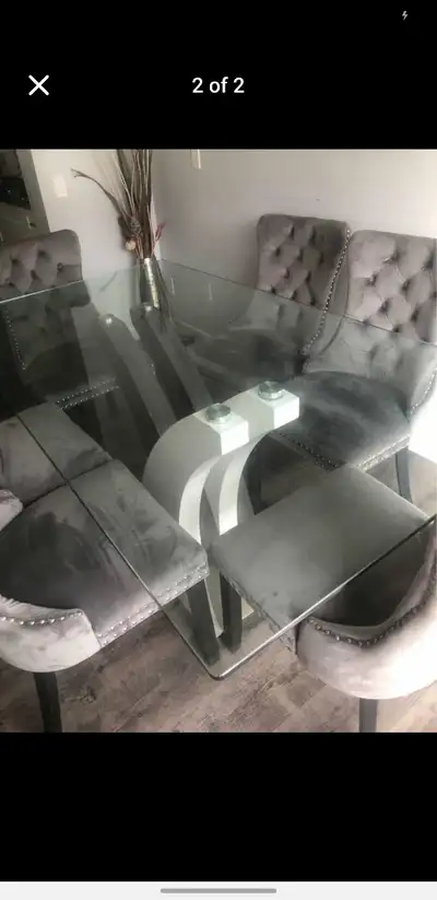 Stylish Glass-Topped Dining Table only– Great Condition!, View more