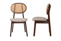 2-Piece Dining Chair Set in Walnut/Light Grey