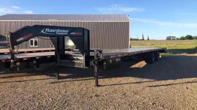 2026 Rainbow Gooseneck Trailer OG1225E+5DT 25' deck + 5' beavertail w/ levelling flipover ramps 2 -...