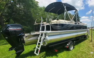New 2024 Tahoe Sport 2180 QL Tritoon, Mercury 90 HP Motor and Trailer N HOUSE BOAT SHOW BONUS-$500 I...