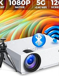 Mini Projector with 5G WiFi and Bluetooth, Alvar 15000L 450 ANSI