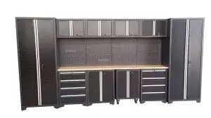 NEW 17 PCS DIAMOND SERIES PLATE TOOL GARAGE CABINET SET 112421 SALE $2495.00 Large garage interior w...