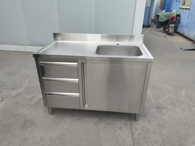 SS SINK W/ 3 STORAGE DRAWERS COMMERCIAL KITCHEN UTILITY 1218238 in Other in Regina - Image 6