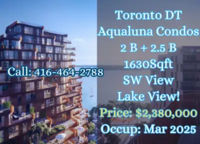 Aqua Luna Condo | Luxurious Waterfront Living | Only $2,380,000! Location: Toronto’s premier waterfr...