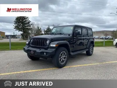 Beautiful Black 2024 Jeep Wrangler Sport S 4x4, 8-Speed Automatic, 2.0L 4 Cylinder Turbo, Park View...