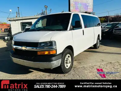 The 2012 Chevrolet Express 3500 1LT is a 15-passenger, extended-wheelbase (155-inch), heavy-duty pas...
