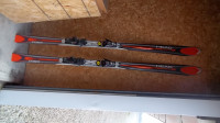 Men's Downhill Skiis with bindings..Shaped/parabolic
