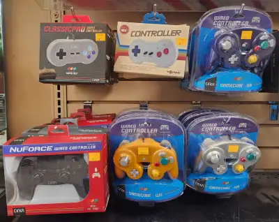 BRAND NEW Controllers, Chargers, AV Cables and Adaptors -Brand new controllers for SNES, NES, Playst...