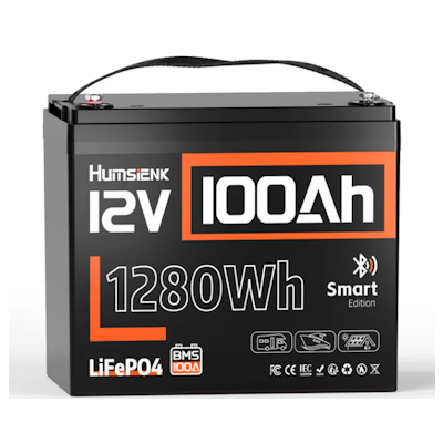 Humsienk 12V 100Ah Group 24 LiFePO4 Battery Drop-in Replacement, View more