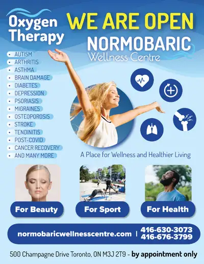 ABSOLUTELY FREE 2HR SESSION NO OBLIGATION NORMOBARIC OXYGEN THERAPY FEEL THE DIFFERENCE , WHETHER YO...