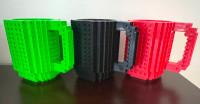 LEGO Brick Building Mugs-Set of 2 Black & Green -NEW!!
