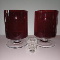 2 Huge Wine / Drinking Glasses Ruby Red Luminarc