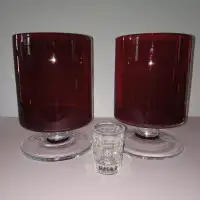 2 Huge Wine / Drinking Glasses Ruby Red Luminarc