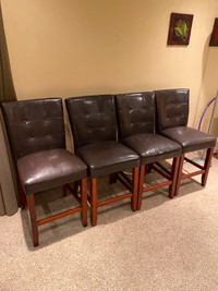 Leather Bar Chairs, 4 set
